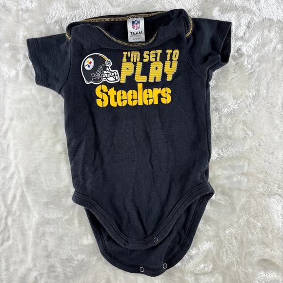 Pittsburgh Steelers Baby 6-12M NFL Team Apparel One Piece "I'm Set To Play" - Picture 1 of 3